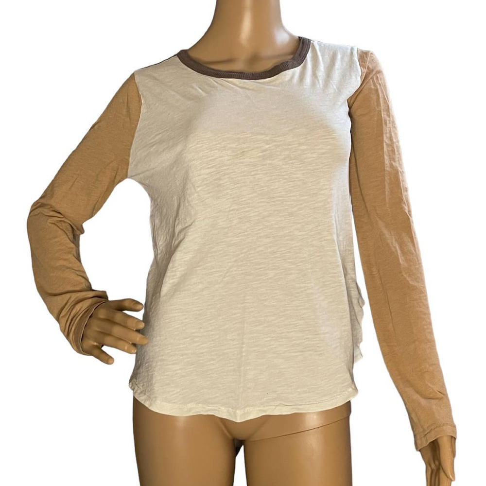 Madewell Womens Colorblock Tee Shirt Top Crew Neck Long Sleeves Casual Size M